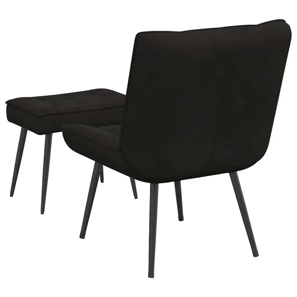 Relaxing Chair Footrest Velvet Upholstered Lounge Seat Black