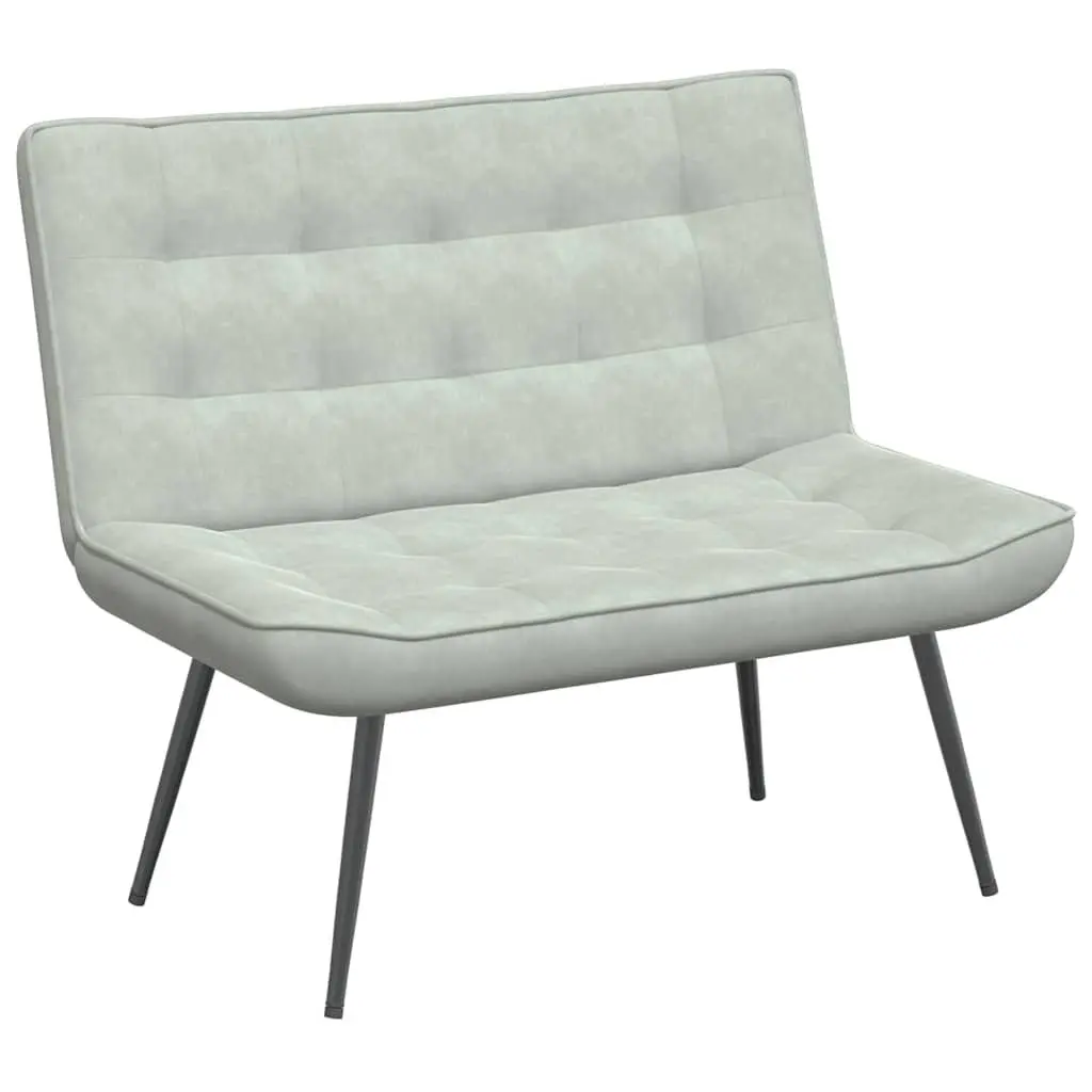 Grey Velvet Bench with Backrest Support 110cm