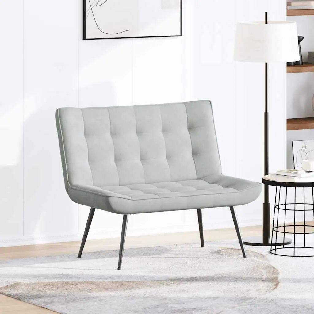 Grey Velvet Bench with Backrest Support 110cm