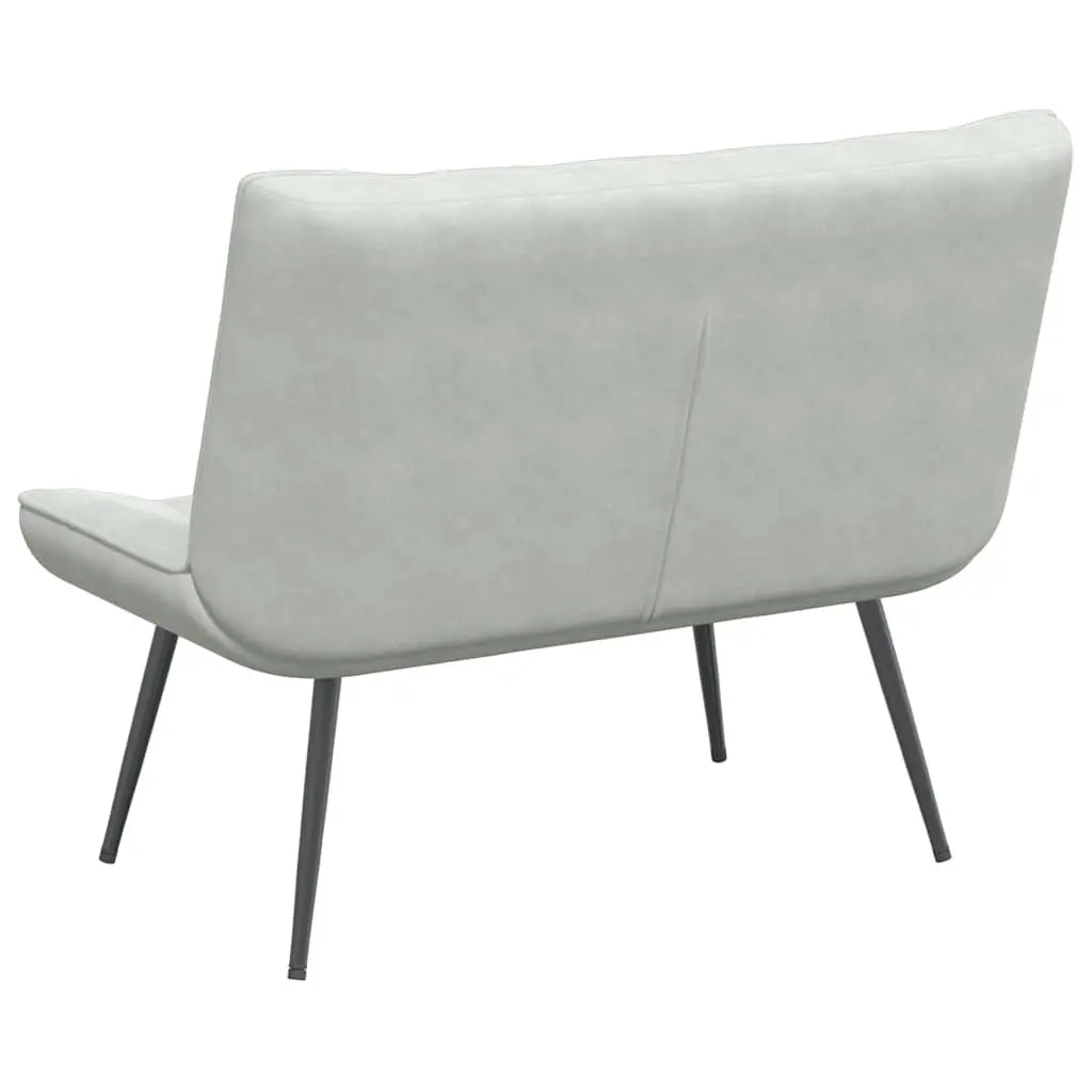 Grey Velvet Bench with Backrest Support 110cm