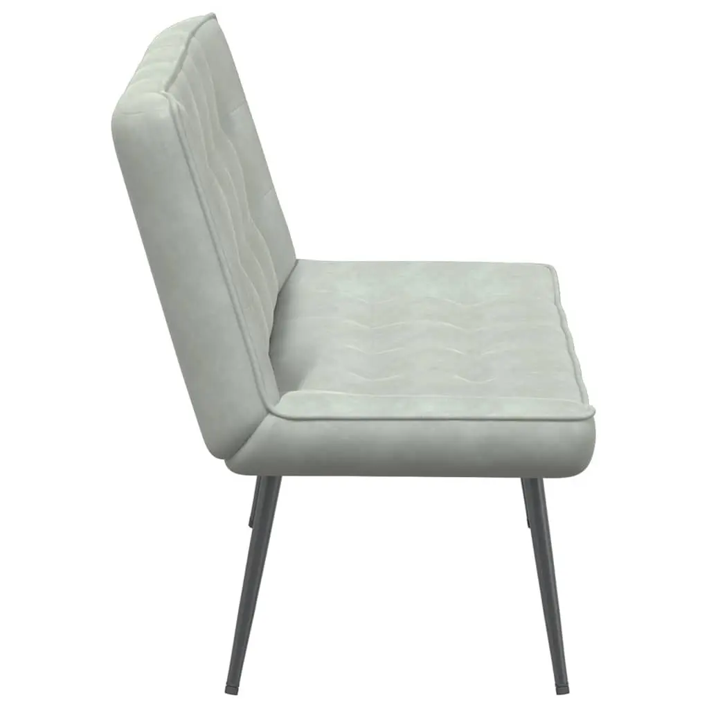 Grey Velvet Bench with Backrest Support 110cm