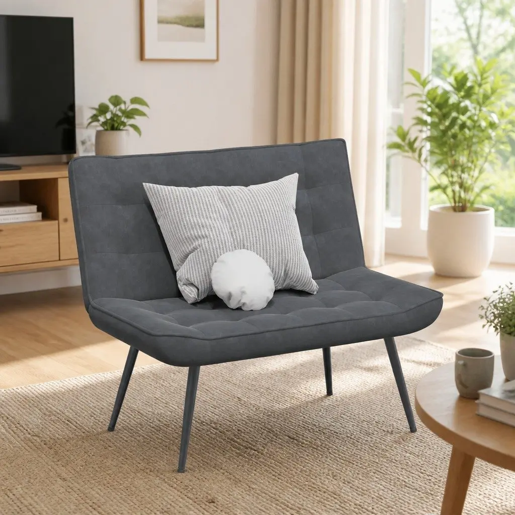 Indoor Furniture Velvet Backrest Bench Grey 110x74x84cm