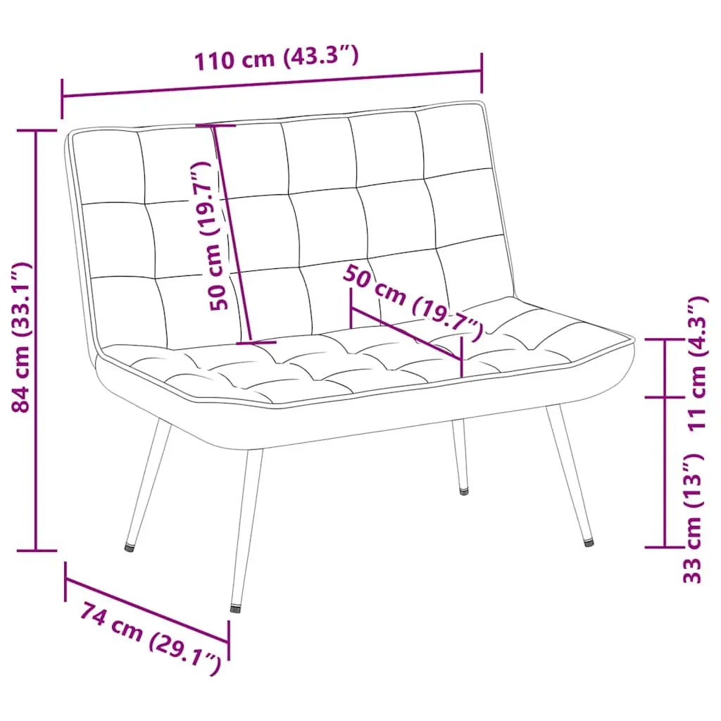 Indoor Furniture Velvet Backrest Bench Grey 110x74x84cm