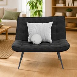 Black Velvet Bench with Backrest Comfortable Seating Furniture for Living Room