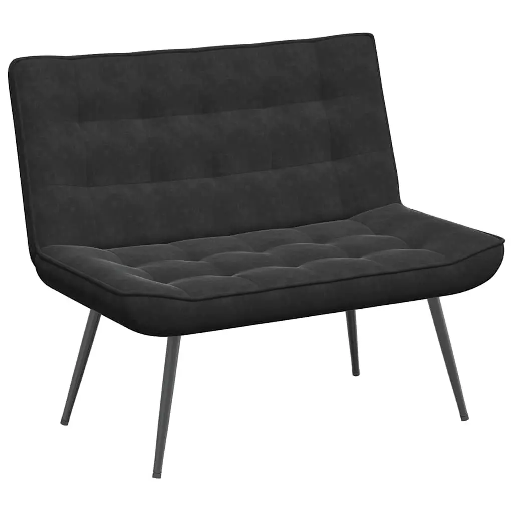 Black Velvet Bench with Backrest Comfortable Seating Furniture for Living Room