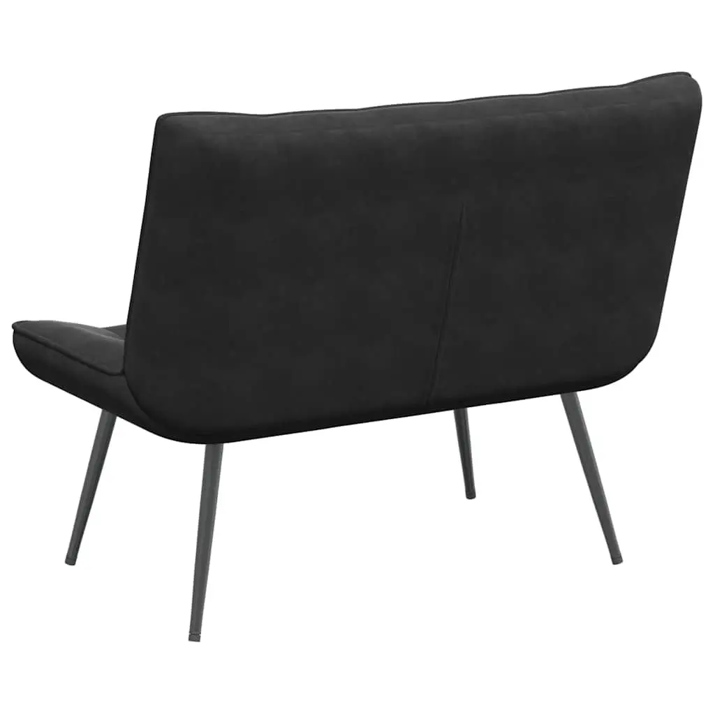 Black Velvet Bench with Backrest Comfortable Seating Furniture for Living Room