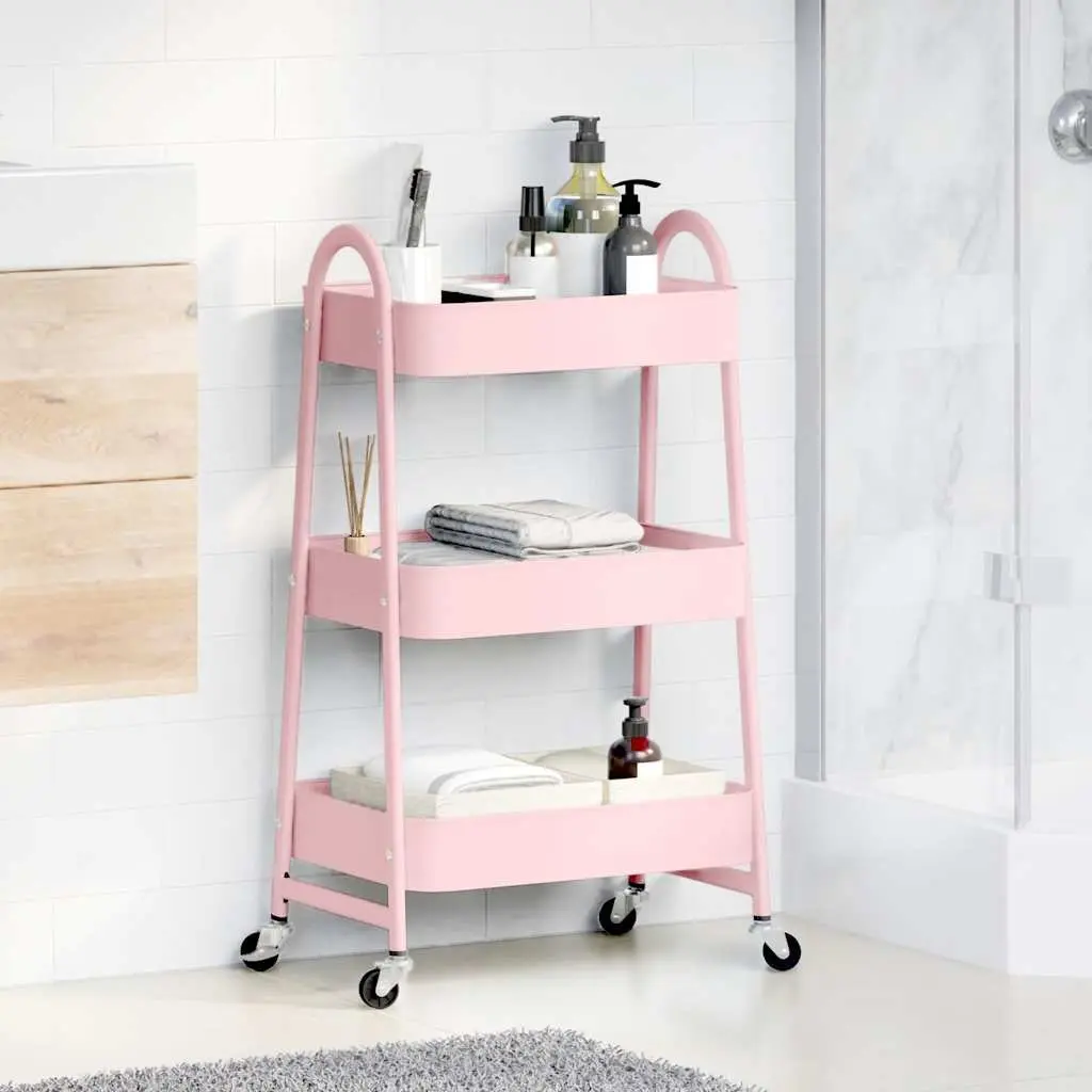 Storage Trolley 3-Tier Kitchen Organiser Cart White