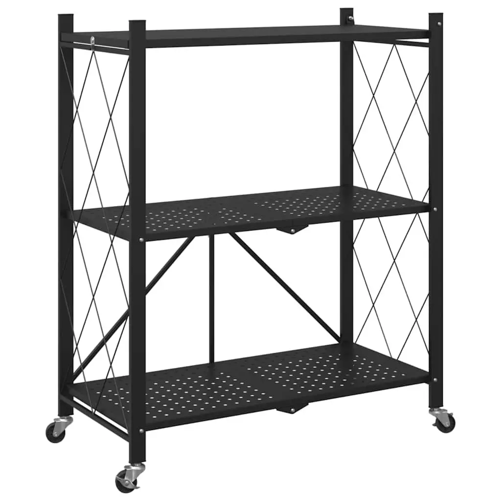 Storage Shelf on Wheels Blue 71x34x88cm Mobile Organizer Steel