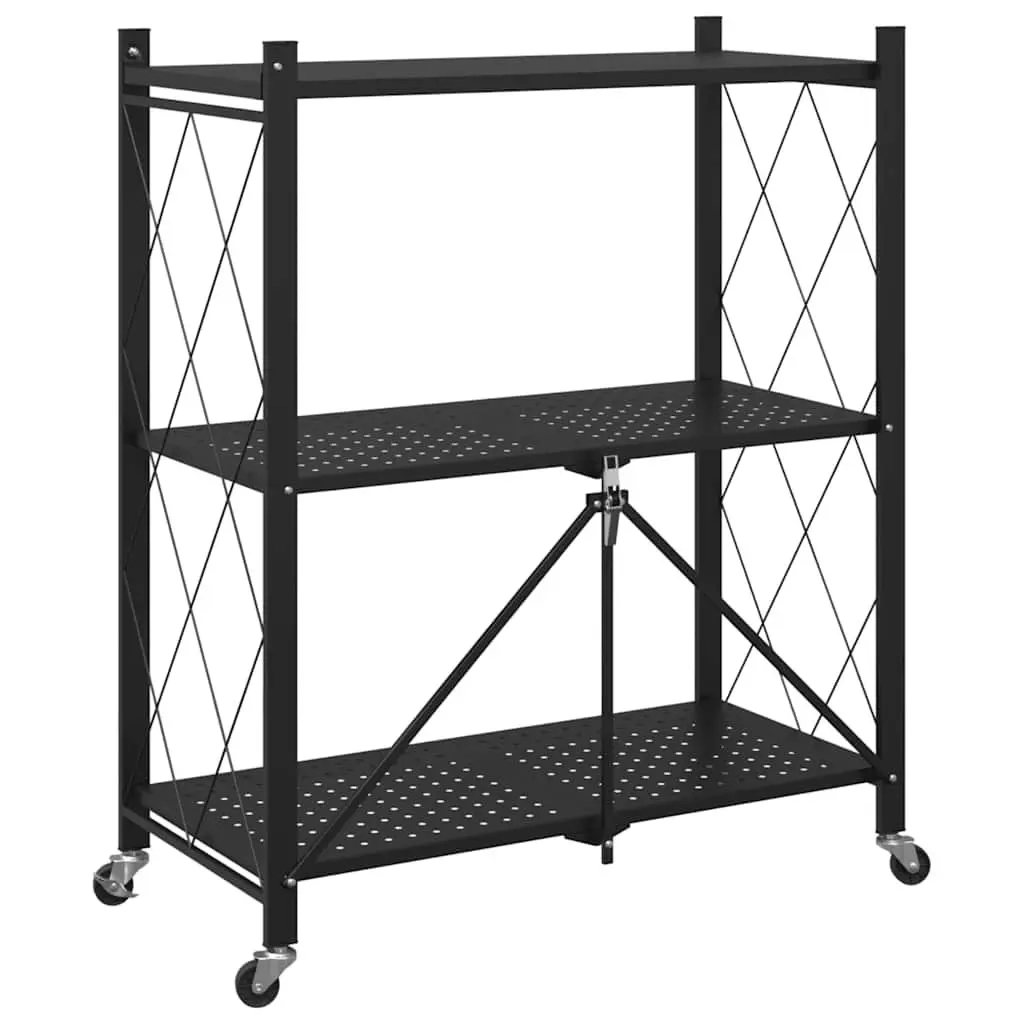 Storage Shelf on Wheels Blue 71x34x88cm Mobile Organizer Steel