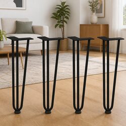 Quality Hairpin Table Legs Black 42 cm Set of 4