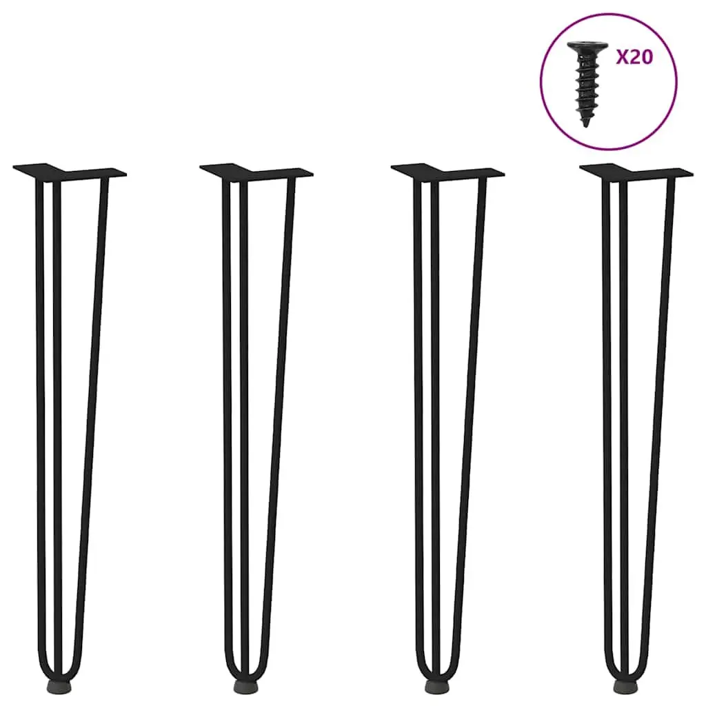 Hairpin Table Legs Adjustable 72cm Black Steel Set 4 Pieces