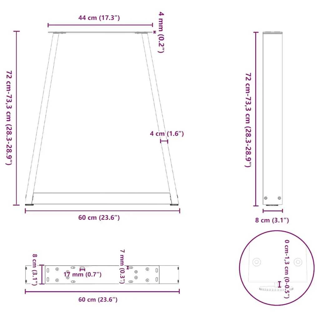 Black V-Shape Dining Table Legs for Stability