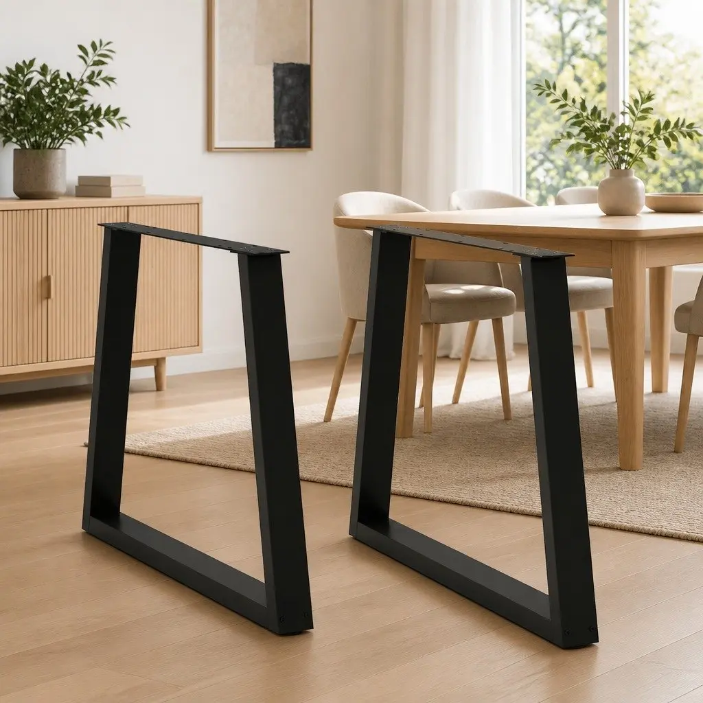 Steel Dining Table Legs V-Shape Adjustable 70x72-73.3cm Black 2 Pieces
