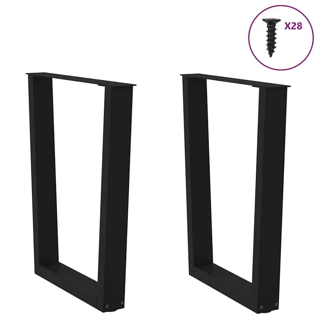 Adjustable V-Shape Table Legs Black Steel 2 Piece Dining Furniture Support