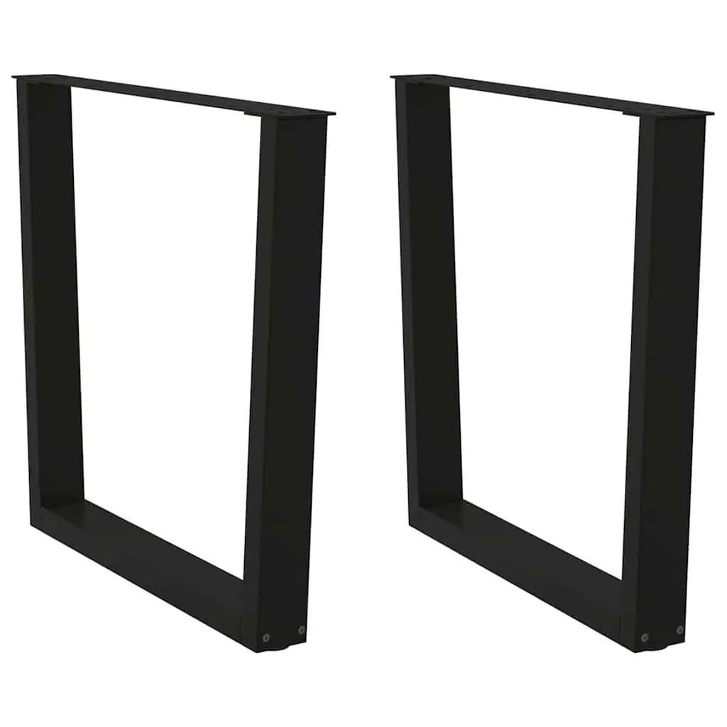 Dining Table Legs Pair Adjustable Steel Black 80x72-73.3cm