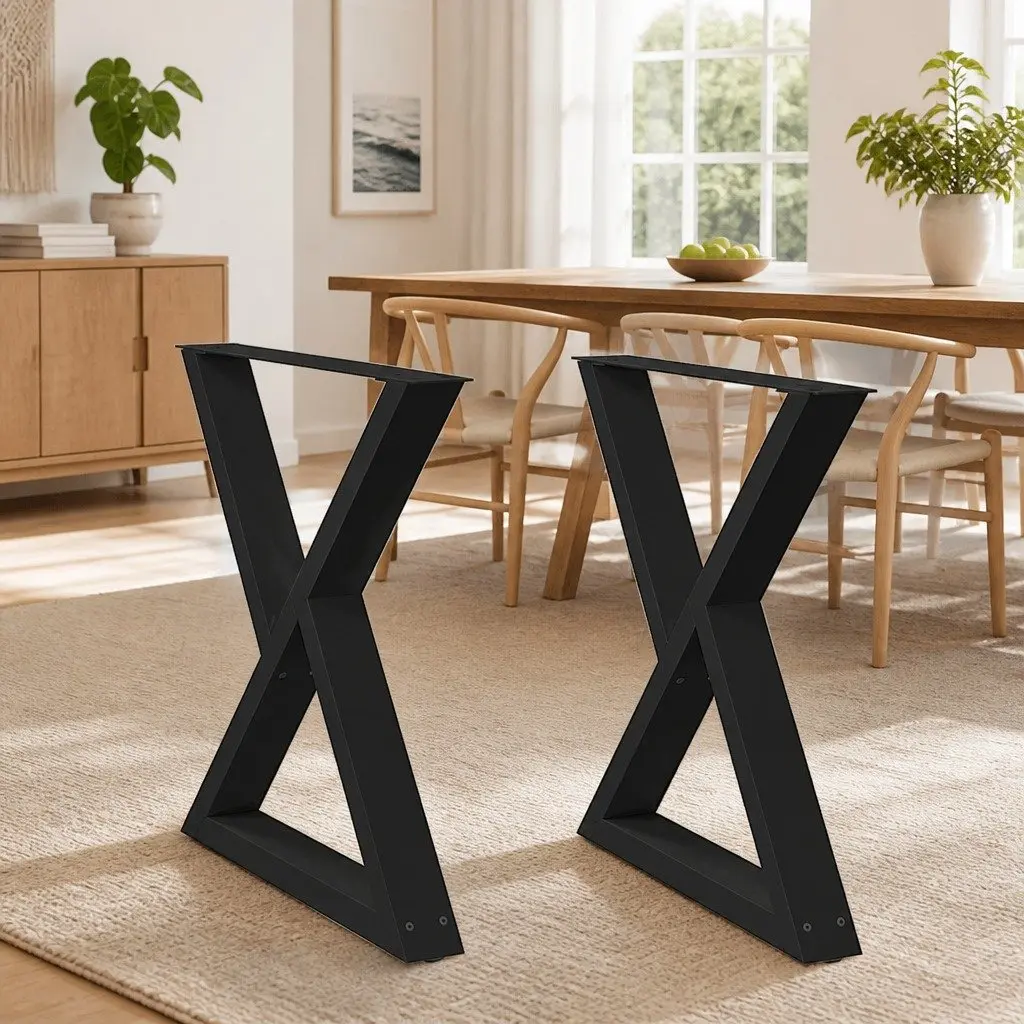 Dining Table Legs Adjustable Black Steel 80x72-73.3cm 2 pcs