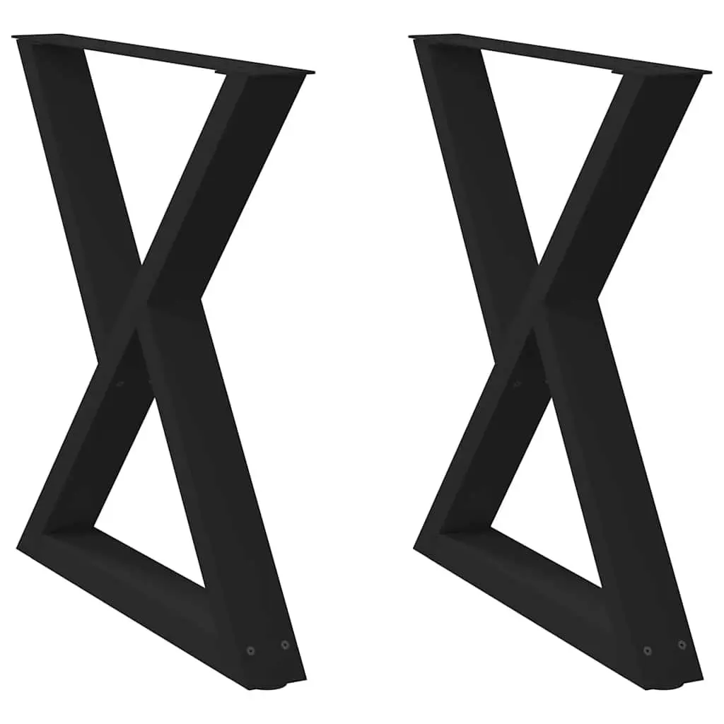 Dining Table Legs Adjustable Black Steel 80x72-73.3cm 2 pcs