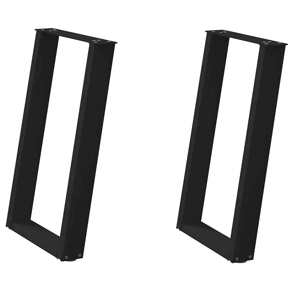 Steel Dining Table Legs U-Shaped 60x72-73cm Black 2 Pieces for Custom Support