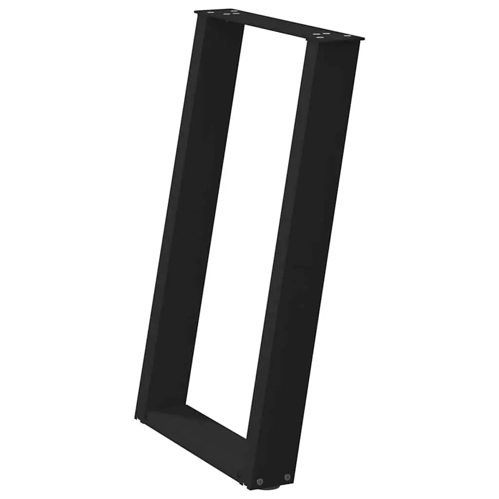 Steel Dining Table Legs U-Shaped 60x72-73cm Black 2 Pieces for Custom Support