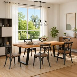 Reliable U-Shaped Steel Dining Table Legs, Black, Set of 2