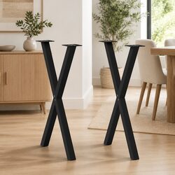 Dining Table Legs X-Shaped 2 pcs Black 57x72cm Steel Support Frame Set