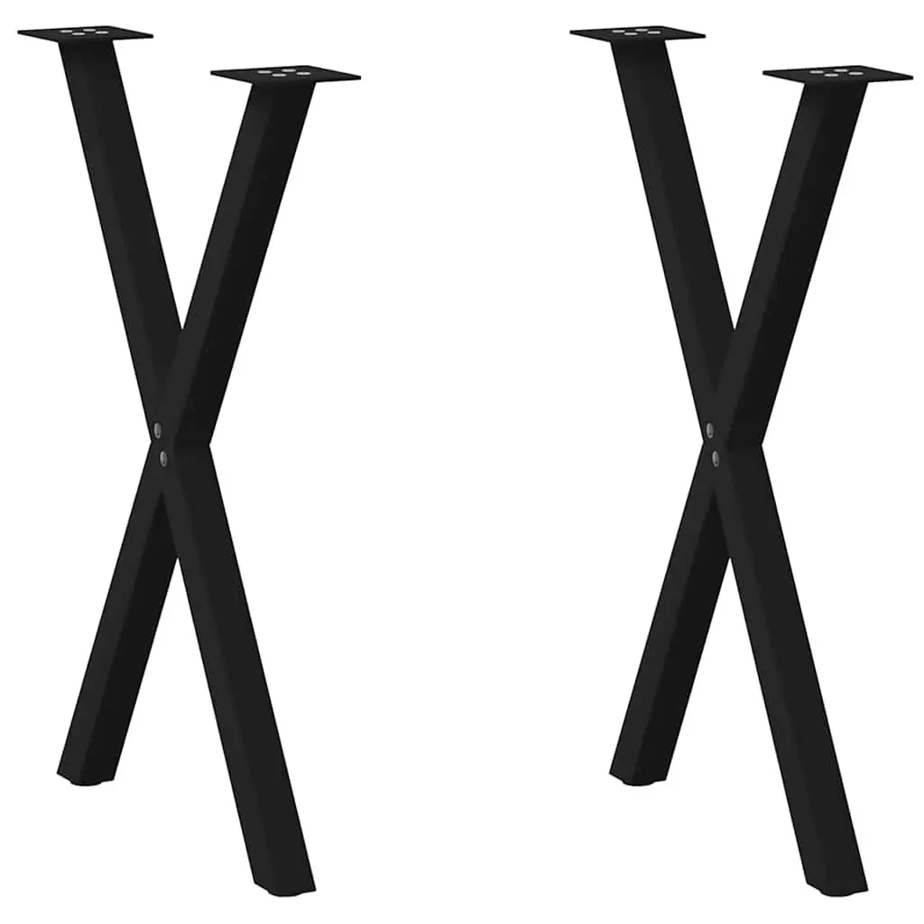 Dining Table Legs X-Shaped Black 57x72cm Steel Support Frame 2 Piece Set