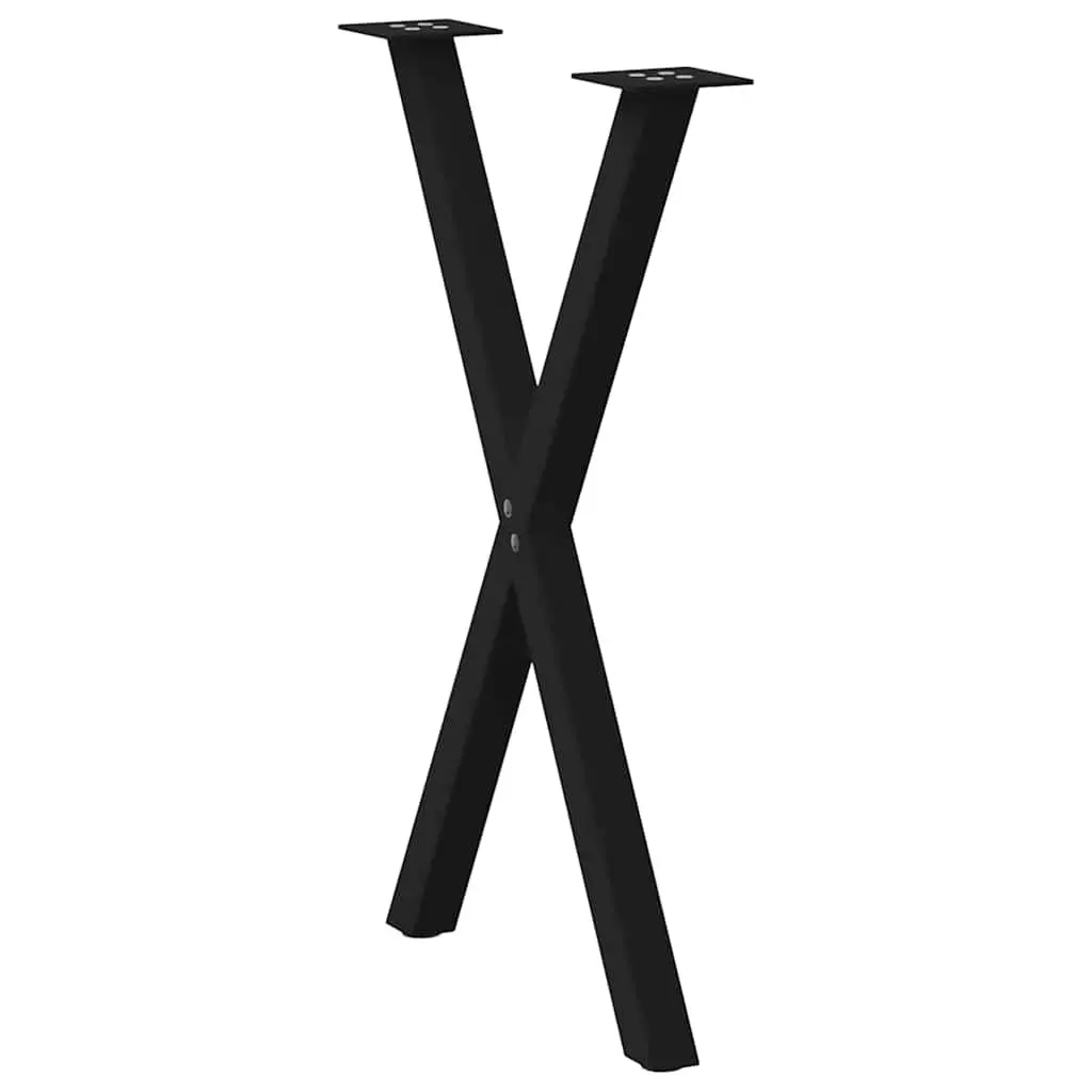 Dining Table Legs X-Shaped Black 57x72cm Steel Support Frame 2 Piece Set