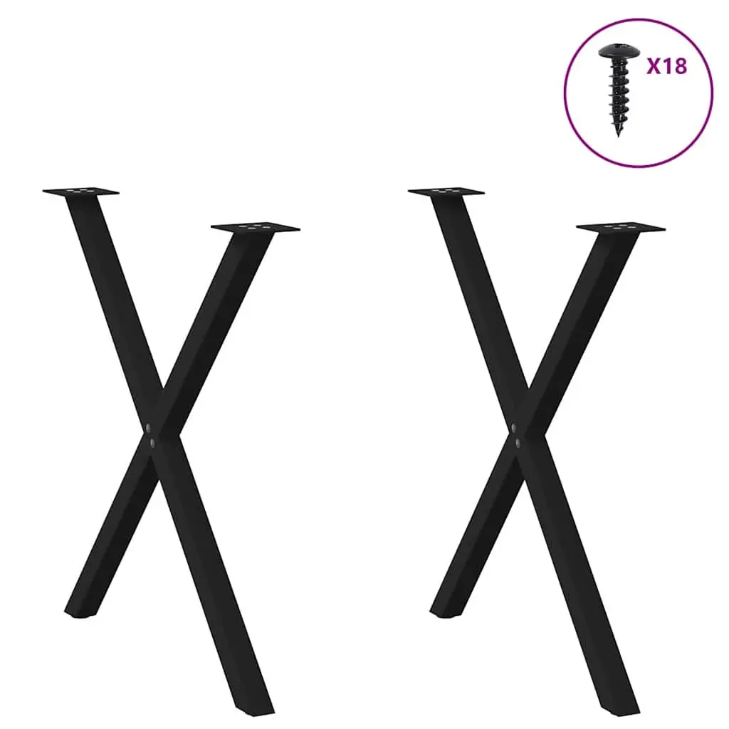 Dining Table Legs X-Shaped Metal 70x72-73cm Black 2 pcs