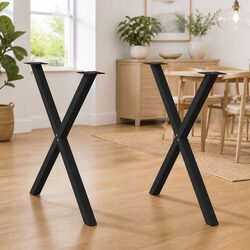 Dining Table Legs X-Shaped 2 pcs Black Steel 80x72-73cm Support Frame