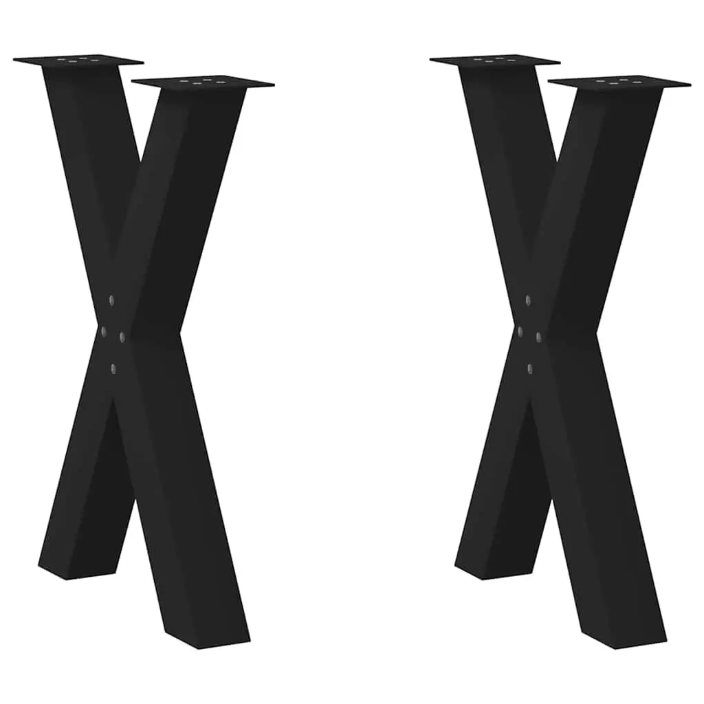 Dining Table Legs X-Shaped 60x72cm Black Steel