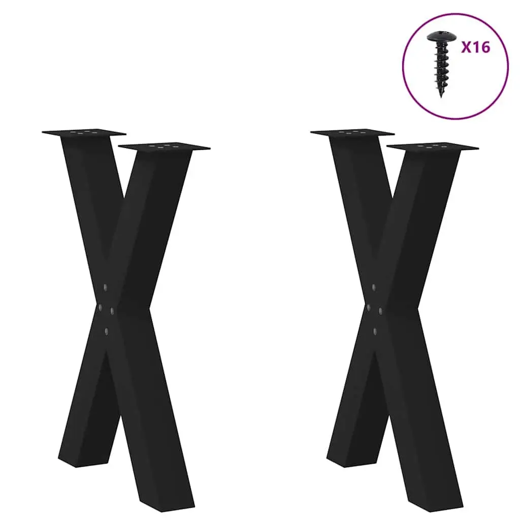 Dining Table Legs X-Shaped 60x72cm Black Steel
