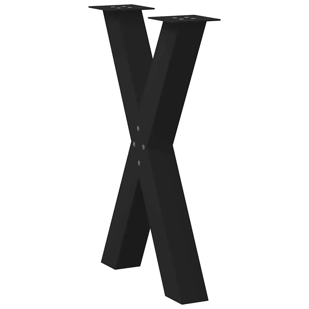 Dining Table Legs X-Shaped 60x72cm Black Steel