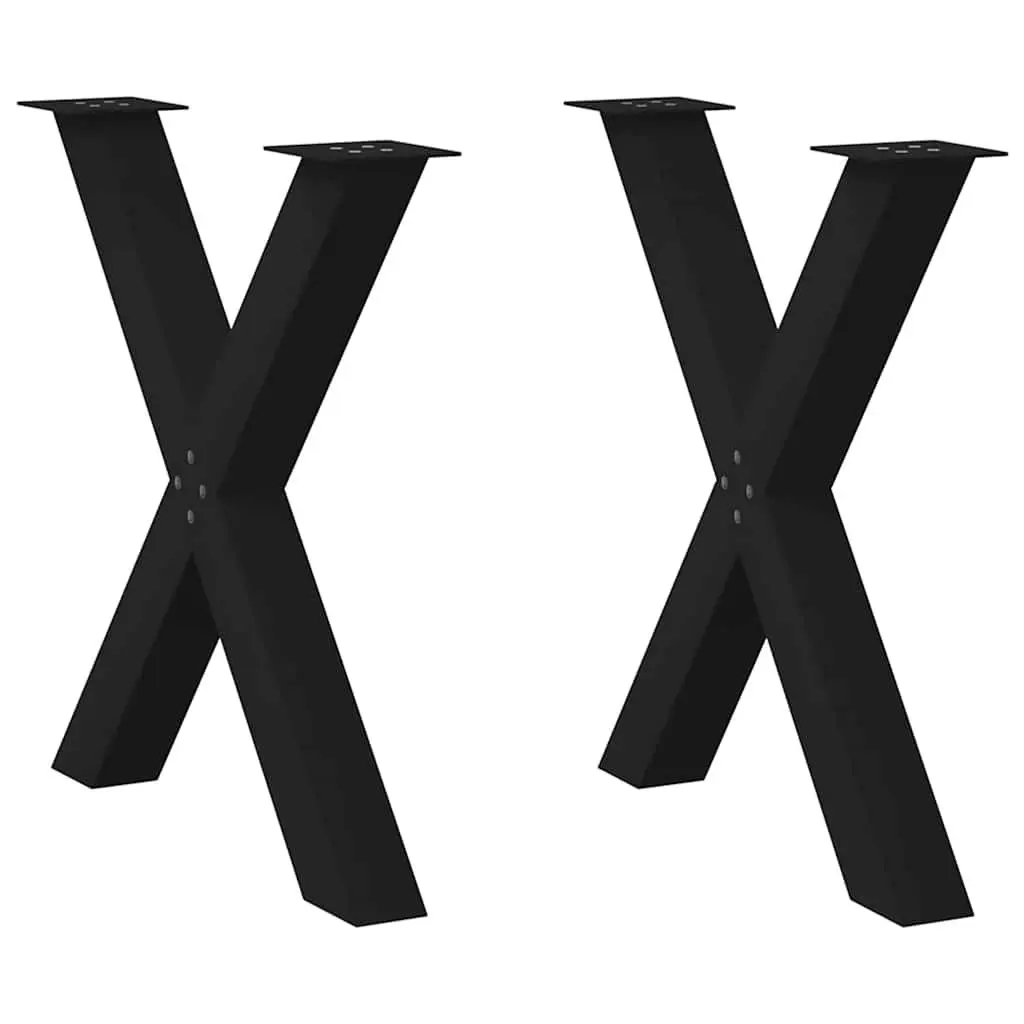 Steel Dining Table Legs X-Shaped Black 70cm Height 2 Pieces Custom Furniture