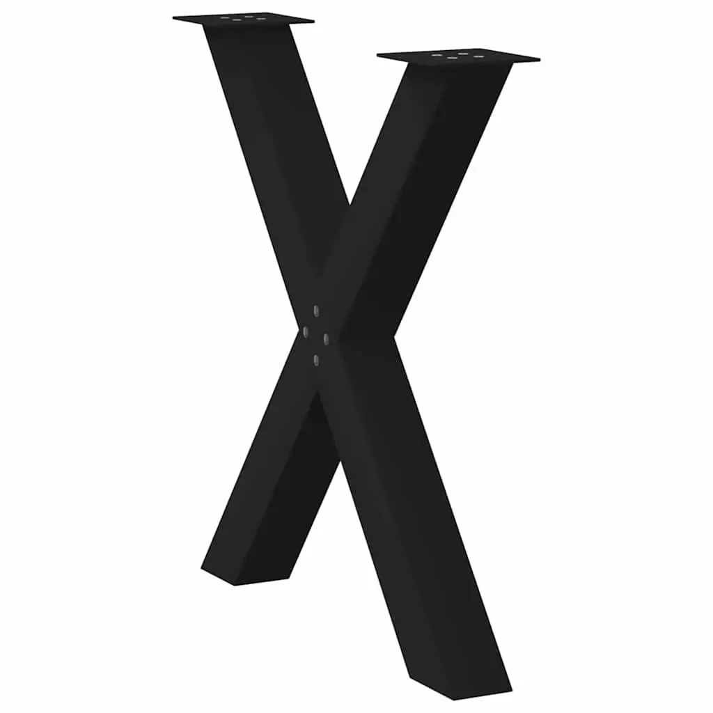 Steel Dining Table Legs X-Shaped Black 70cm Height 2 Pieces Custom Furniture