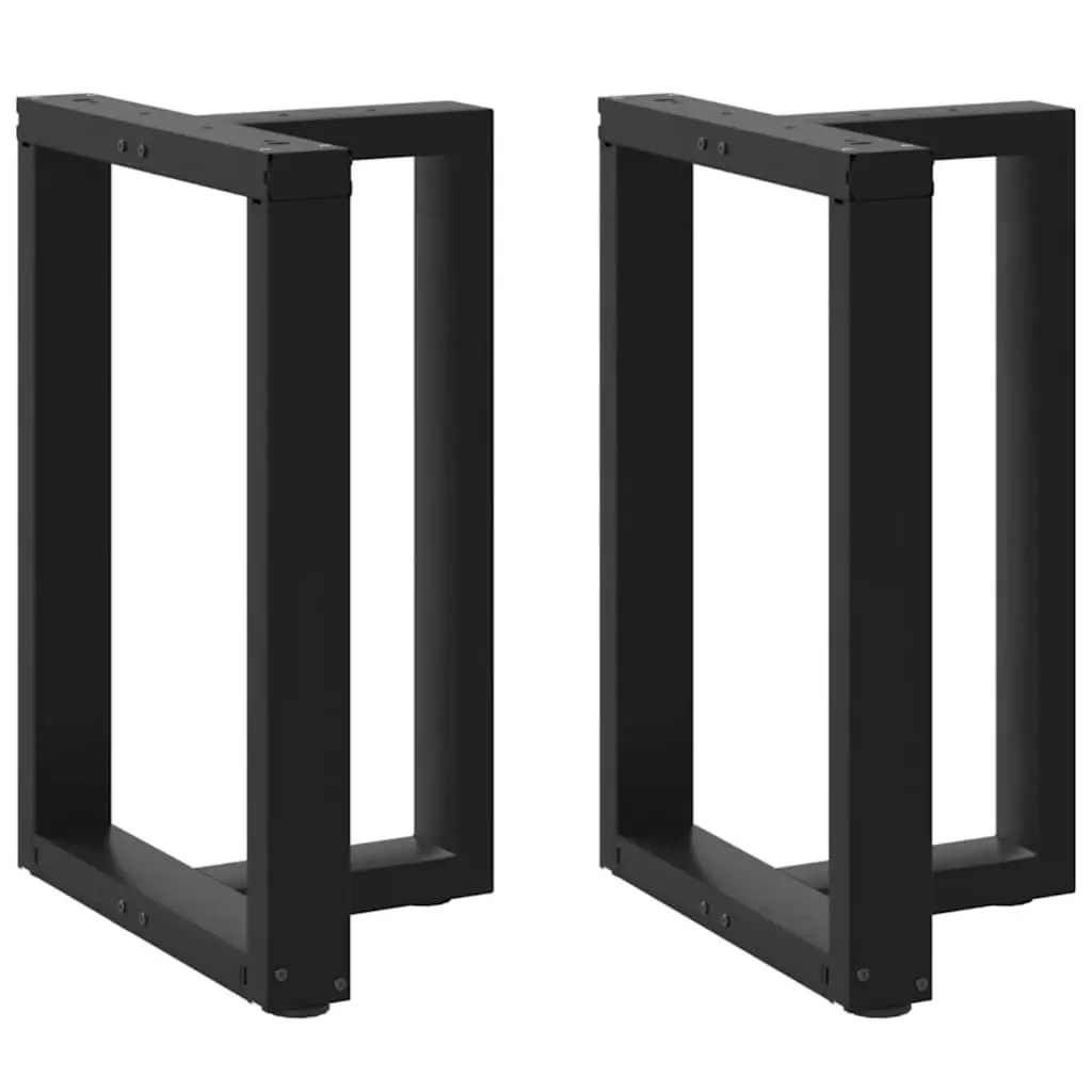 Dining Table Legs T-Shaped 2pcs Black Steel Powder-Coated Support Adjustable