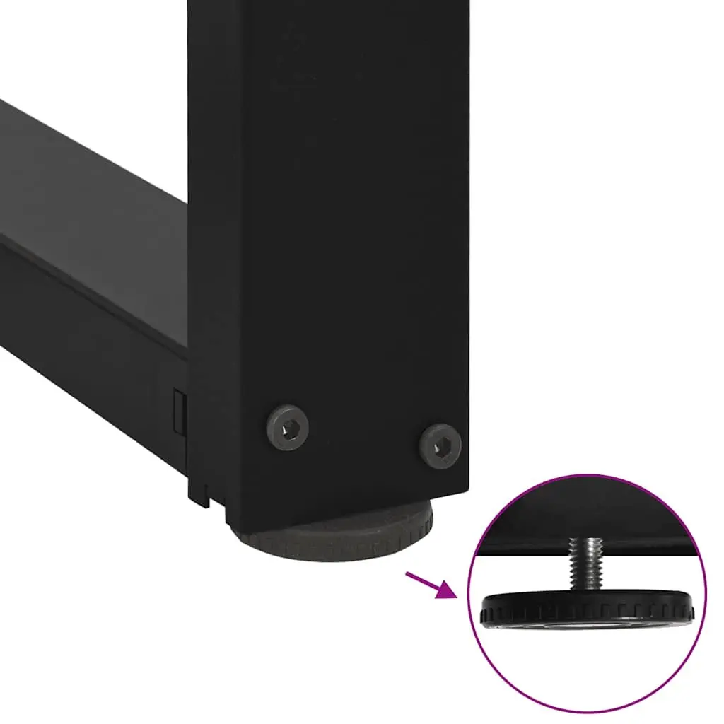 Dining Table Legs T-Shaped 2pcs Black Steel Powder-Coated Support Adjustable
