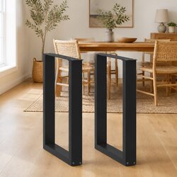 Dining Table Legs U-Shaped Steel Black 50x72-73cm Support Frame Pair