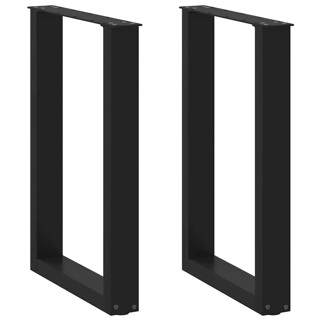 Dining Table Legs U-Shaped Steel Black 50x72-73cm Support Frame Pair
