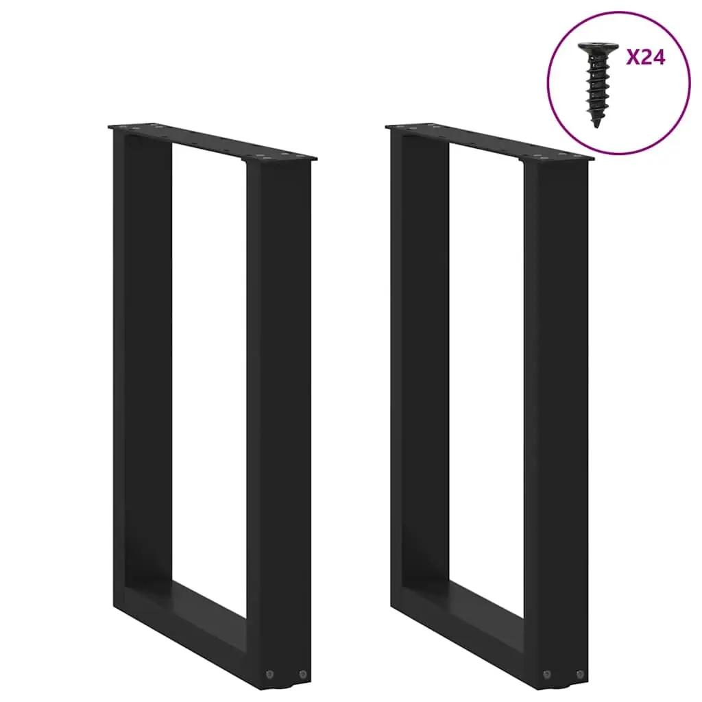 Dining Table Legs U-Shaped Steel Black 50x72-73cm Support Frame Pair