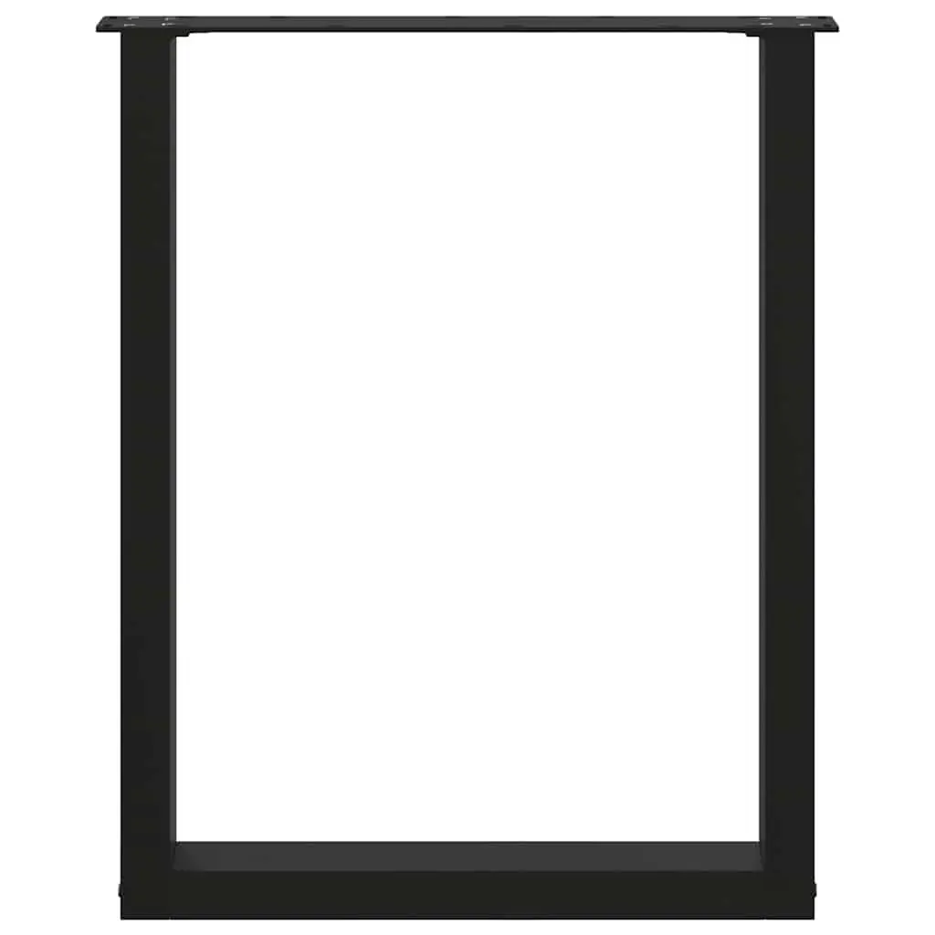 Dining Table Legs U-Shaped Steel Black 60x72-73cm Adjustable Levelers Pack of 2