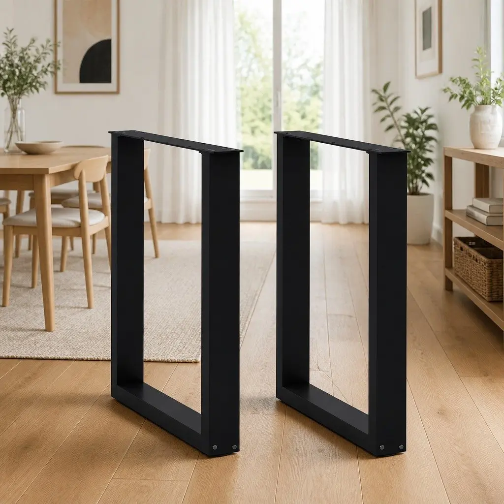 Dining Table Legs U-Shaped Steel 70x72-73cm Black 2 pcs