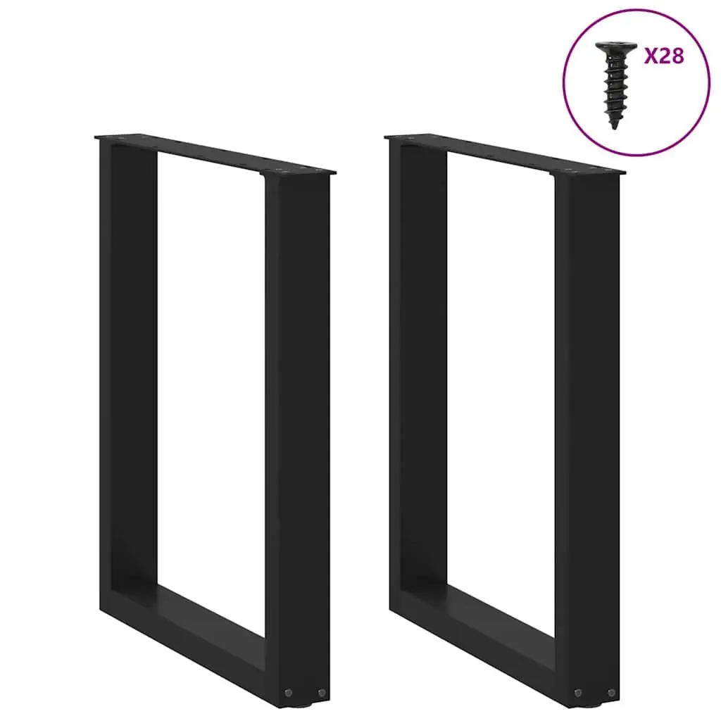 Dining Table Legs U-Shaped Steel 70x72-73cm Black 2 pcs