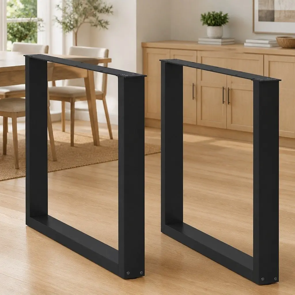 U-Shaped Steel Dining Table Legs in Black