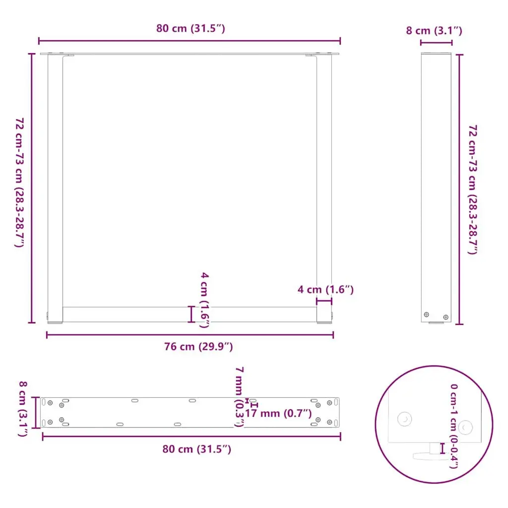 U-Shaped Steel Dining Table Legs in Black