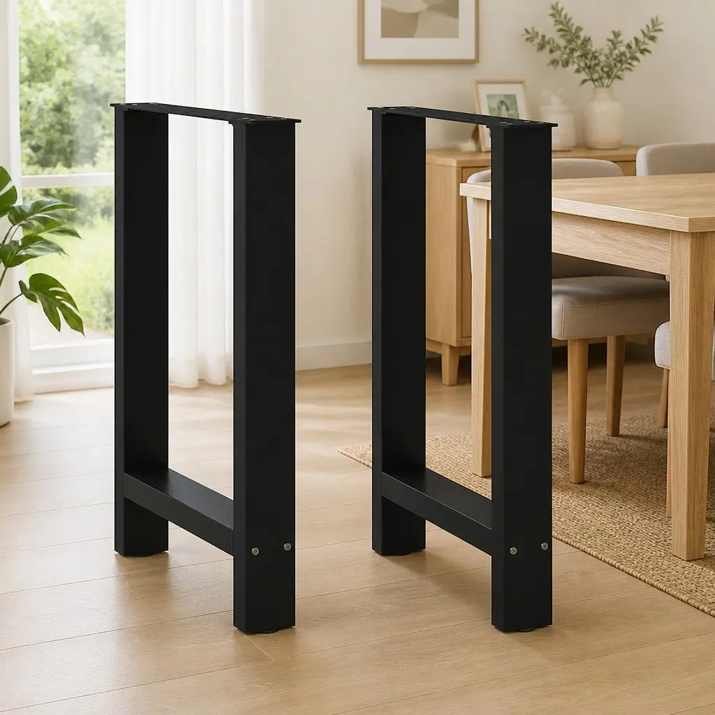 Black Steel Dining Table Legs with Levelers