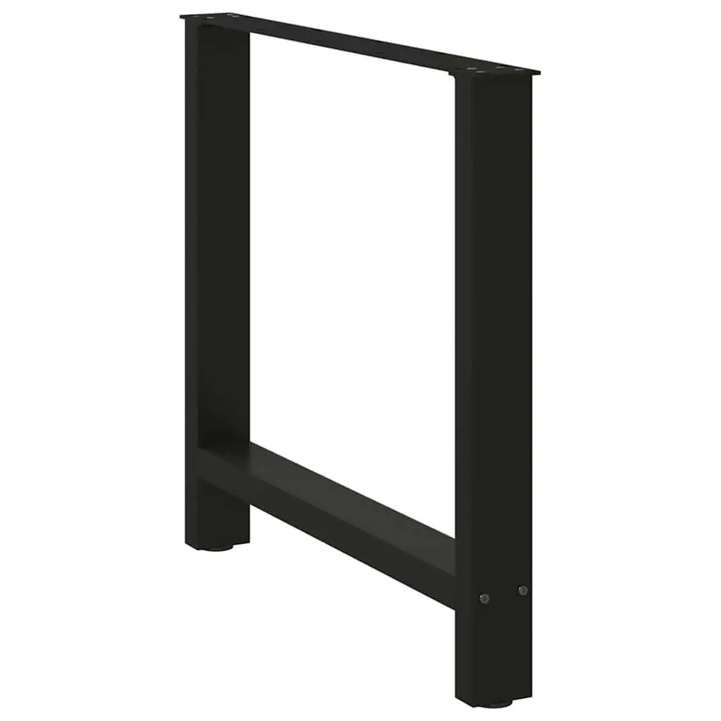 Dining Table Legs Black Steel Pair 70x72-73cm Square Design Adjustable Levelers