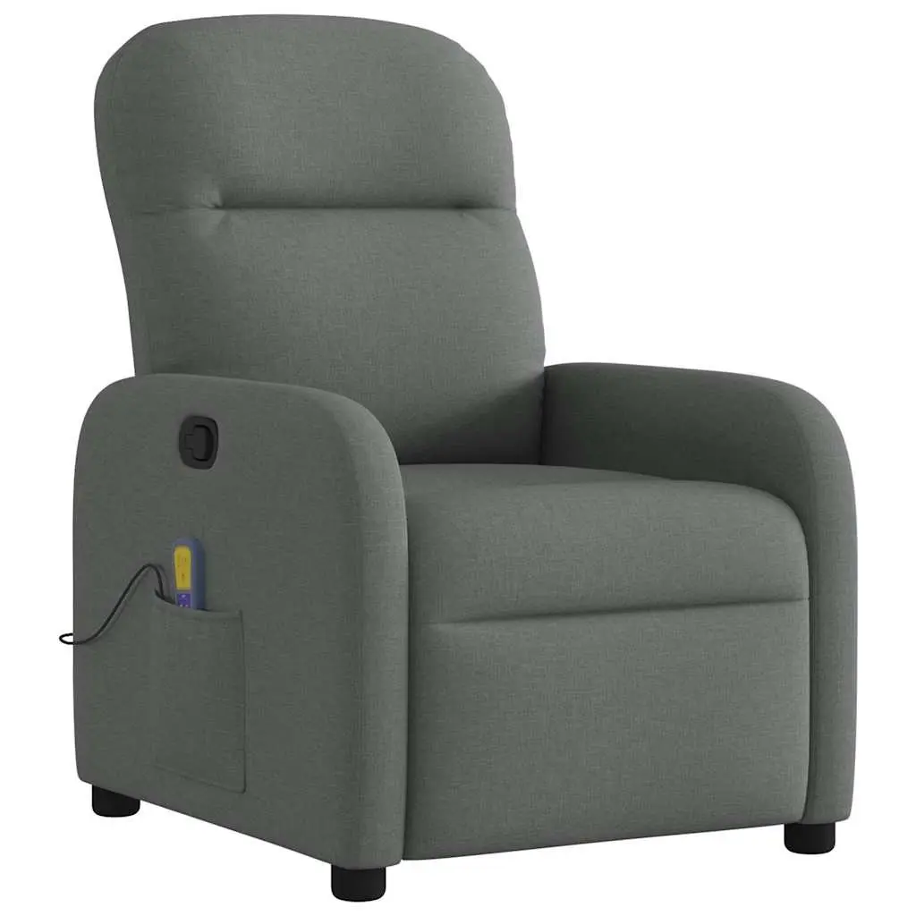 Recliner Chair Fabric Grey Manual Vibration Massage 6 Points Adjustable Armchair
