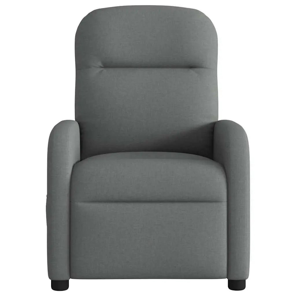 Recliner Chair Fabric Grey Manual Vibration Massage 6 Points Adjustable Armchair