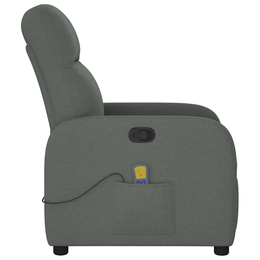 Recliner Chair Fabric Grey Manual Vibration Massage 6 Points Adjustable Armchair
