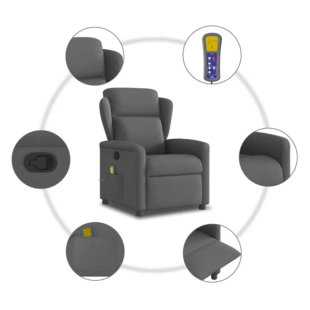 Grey Fabric Massage Recliner for Comfort